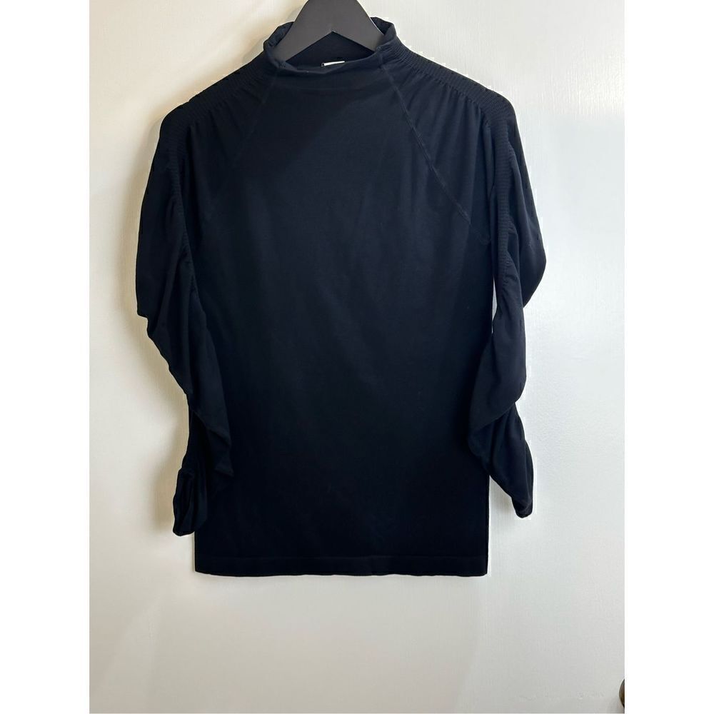 Fabletics black mock turtleneck ruching at shoulders and sleeves Size M